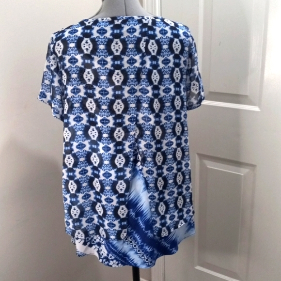 Dana Buchman Tie Dye Look 2 Tiered Top Sz L - Picture 3 of 9